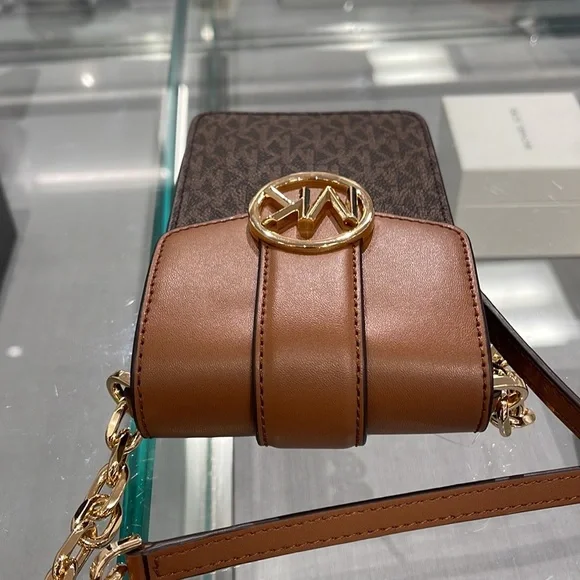 Michael Kors Carmen Small Logo Smartphone Crossbody BagBrownNWT